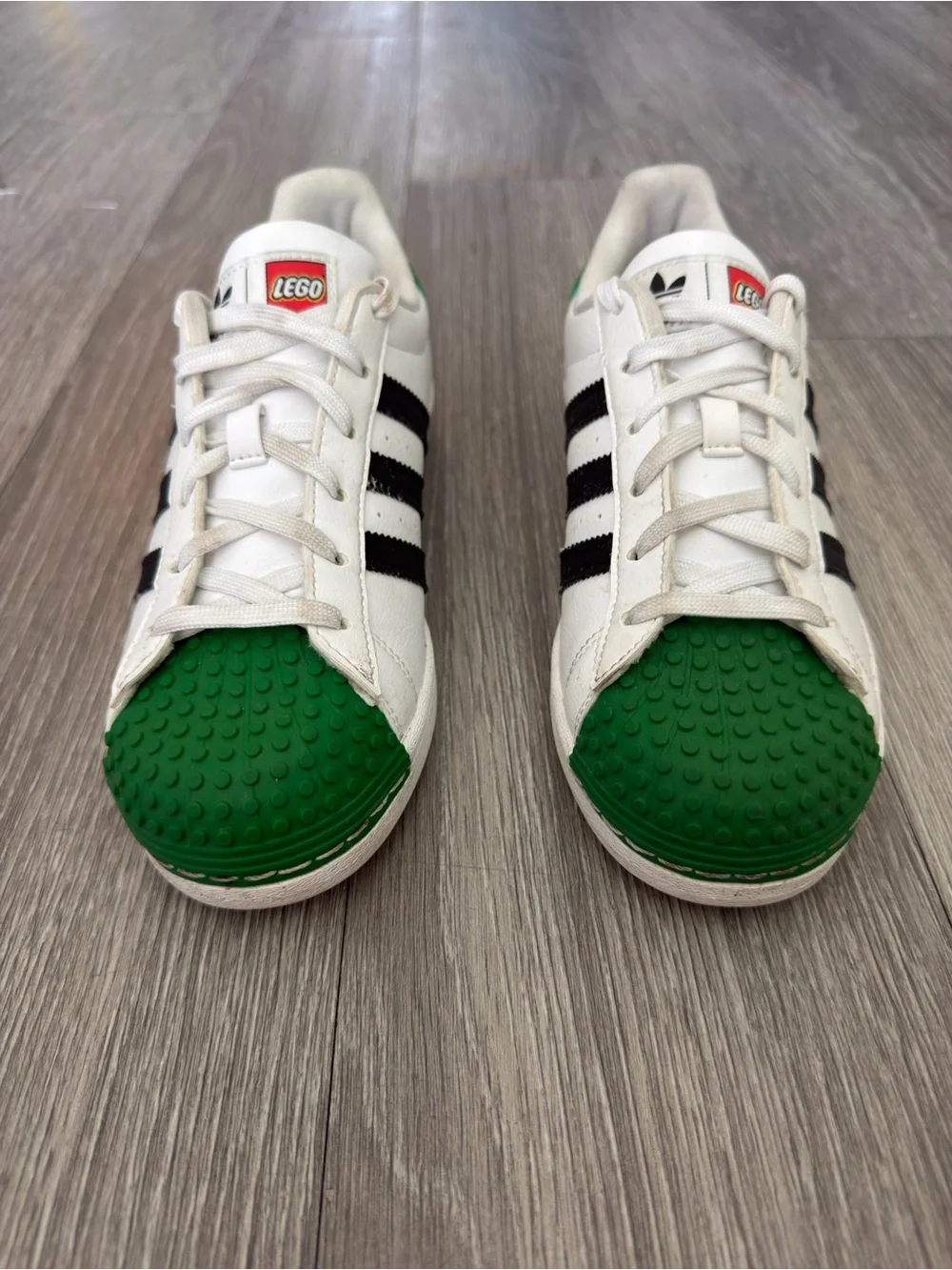 Adidas Men’s Lego’s Edition Superstar Sneakers in White, Black & Green